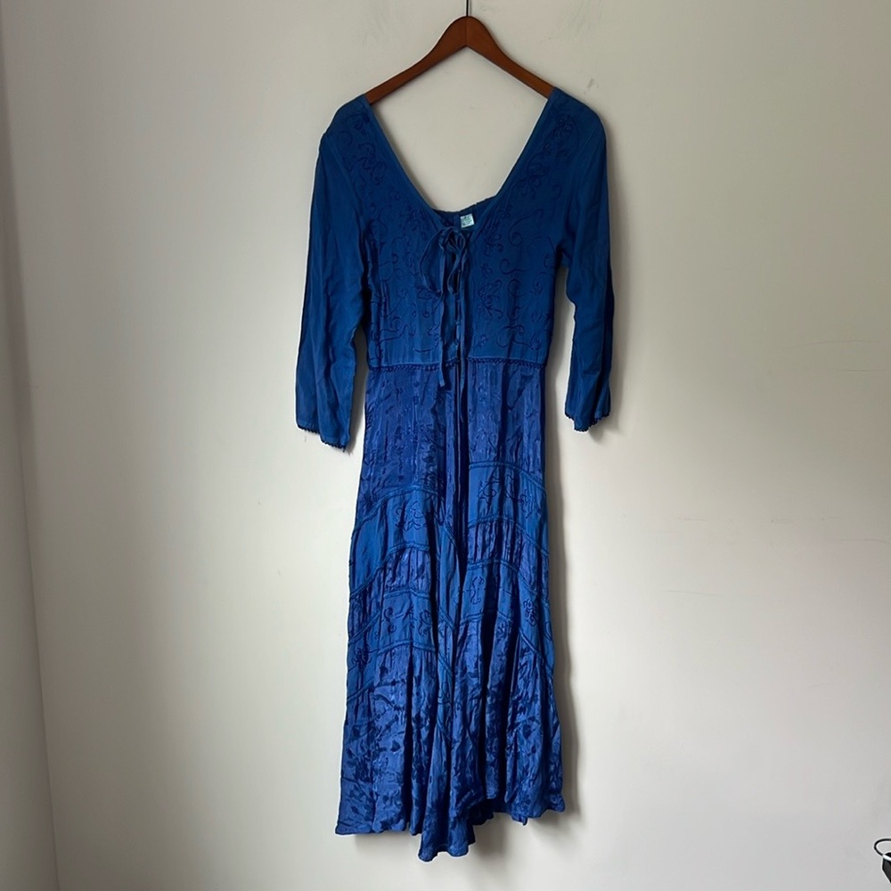 Women’s long corset Renaissance Fairycore maxi dress Cottagecore Sz OS =